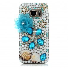 Samsung Galaxy S7 Edge - Luxury Handmade Bling Bling 3D Rhinestone Pearl Crystal Protective Hard Clear Phone Cover Case - Star Fish